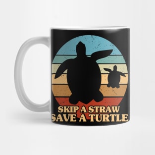 Skip a Straw Save a Turtle for Earthday - Vintage Retro Design T Shirt 5 Mug